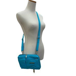 Baggallini crossbody bag, small, bright aqua, converts to waist pack